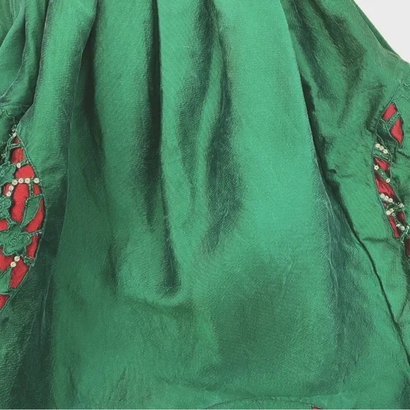 Vintage 1988 Runway Valentino Boutique Rare Red Green Cupid Gown XS/S - Picture 16 of 17